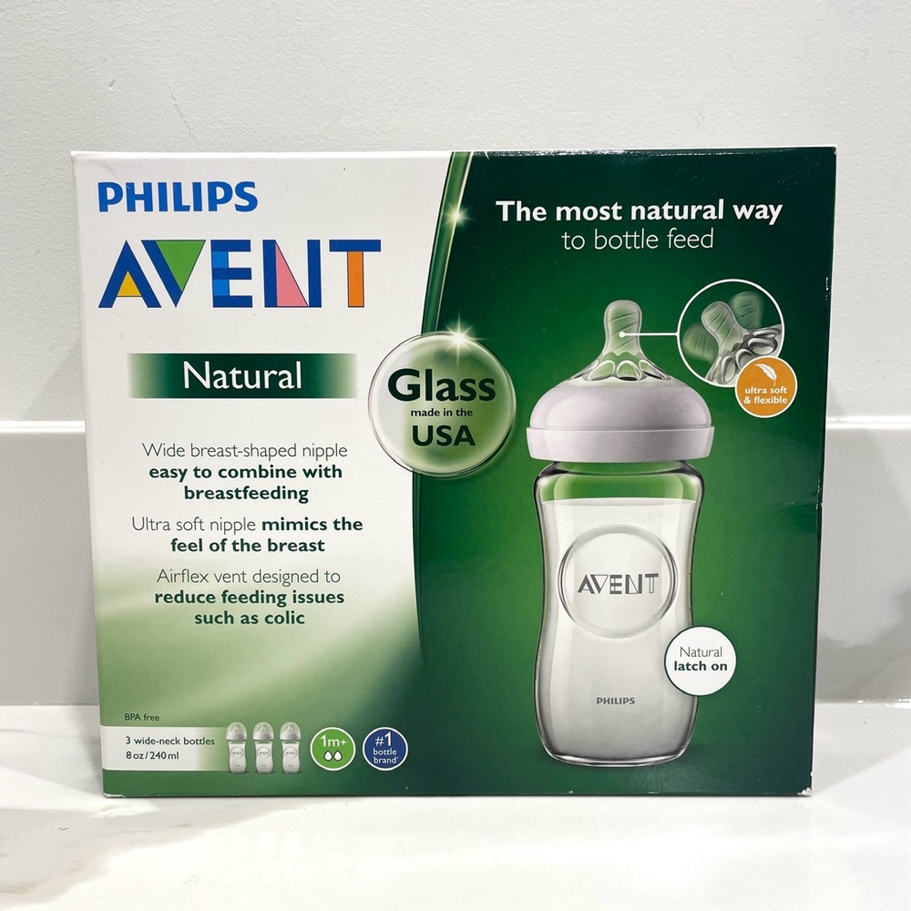 NEW Philips Avent Natural 8oz Glass Baby Bottles